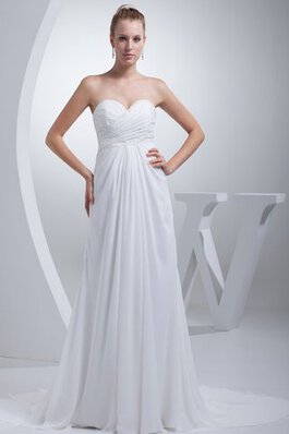 Chiffon a linie Herz-Ausschnitt langes glamouröses Brautkleid mit Plissierungen