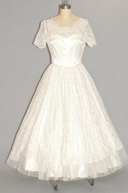 Gesticktes Reißverschluss A-Linie knöchellanges Brautkleid mit Bordüre mit Juwel Ausschnitt