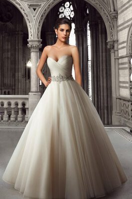 Plissiertes Duchesse-Linie trägerlos glamouröses bodenlanges Brautkleid