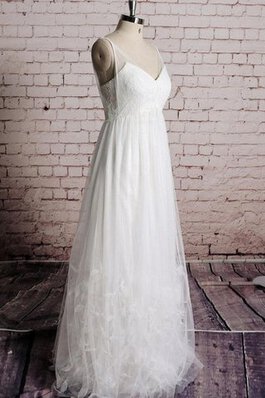 Empire Taille Beach Stil Ärmelloses V-Ausschnitt Brautkleid mit Bordüre aus Tüll