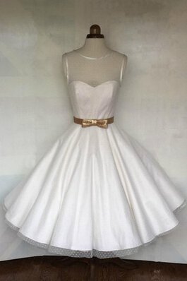 A-Linie Reißverschluss wadenlanges Brautkleid mit Juwel Ausschnitt aus Tüll