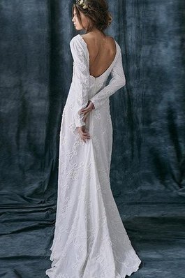 Ewiges langärmeliges Juwel Ausschnitt Reißverschluss bodenlanges Brautkleid mit Bordüre