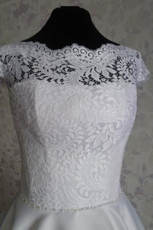 Robe de mariée nature simple col en v foncé avec perle avec manche épeules enveloppants - Photo 2