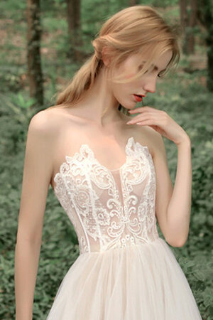 Zart Ärmellos Herz-Ausschnitt Brautkleid mit Bordüre aus Spitze - Bild 4