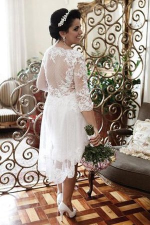 V-Ausschnitt Spitze Reißverschluss Ärmellos informelles romantisches Brautkleid - Bild 3