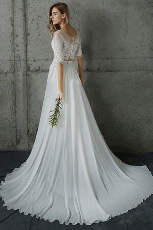 Schön Romantisches Bodenlanges Brautkleid mit Knöpfen mit Gericht Schleppe - Bild 1