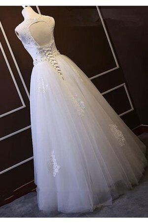 A linie natürliche Taile Schaufel-Ausschnitt Ärmelloses Elegantes bodenlanges Brautkleid - Bild 3