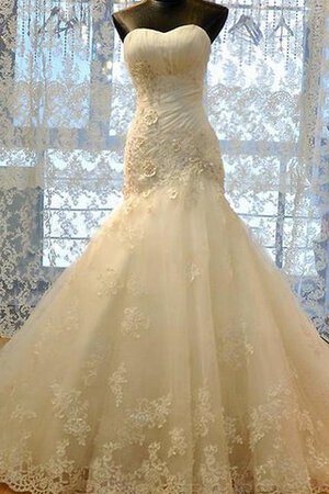 Tüll Satin Reißverschluss Spitze Brautkleid mit Applike mit Bordüre - Bild 1