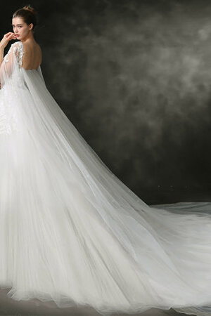 Reißverschluss Leuchtenden Bodenlanges Elegantes Brautkleid mit Kapelle Schleppe - Bild 5