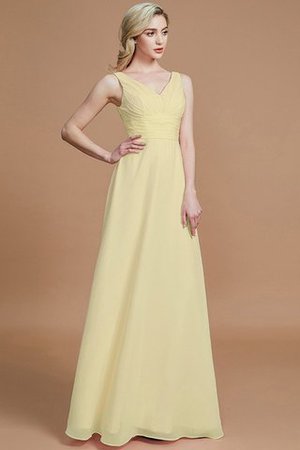 Prinzessin A-Linie Bodenlanges Brautjungfernkleid mit V-Ausschnitt ohne Ärmeln - Bild 13