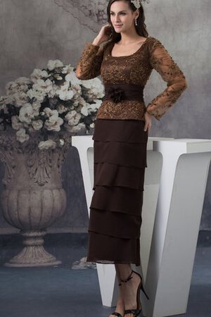 Perlenbesetztes luxus romantisches knöchellanges Abendkleid mit Applikation aus Chiffon - Bild 3
