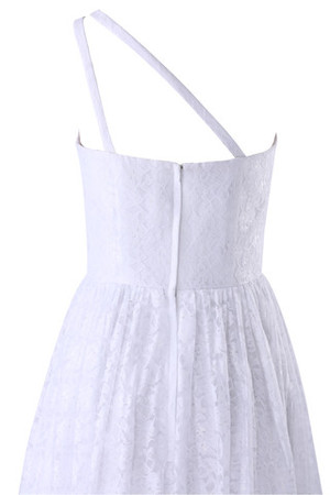Natürliche Taile A-Line schlichtes mini Brautkleid mit Reißverschluss mit Mitte Rücken - Bild 6