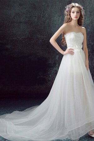 Einzigartig Ärmelloses Bescheidenes Brautkleid mit Bordüre mit Reißverschluss - Bild 4
