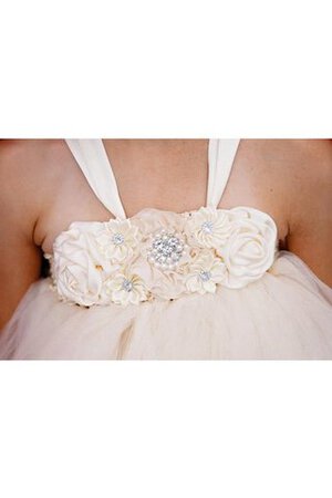 Ärmelloses Tüll knielanges Blumenmädchenkleid mit Schleife mit Gürtel - Bild 3