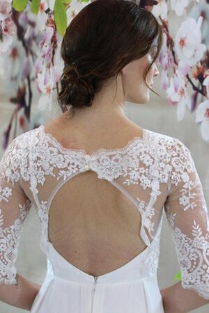 V-Ausschnitt Schaufel-Ausschnitt a linie schlichtes Brautkleid mit Bordüre mit halben Ärmeln - Bild 4