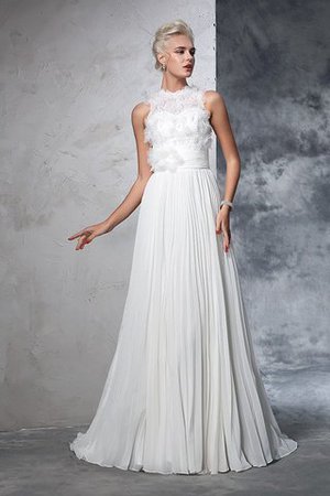 A-Line Hoher Ausschnitt Chiffon Extravagantes Brautkleid ohne Ärmeln - Bild 3