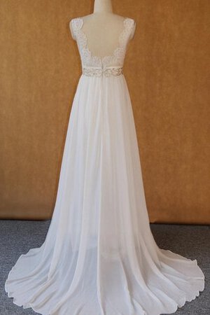 Robe de mariée en satin extensible de col en v sucré avec cristal simple - Photo 2