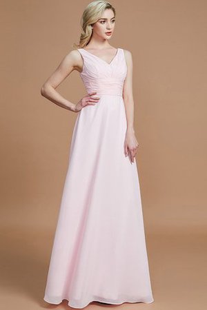 Prinzessin A-Linie Bodenlanges Brautjungfernkleid mit V-Ausschnitt ohne Ärmeln - Bild 1