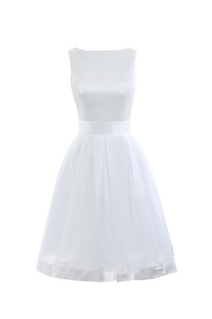 Natürliche Taile Etui Bateau Ausschnitt plissiertes romantisches Brautkleid ohne Ärmeln - Bild 1