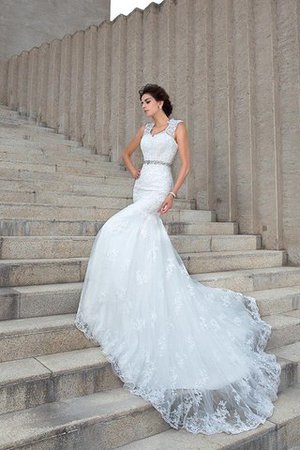 Zeitloses Meerjungfrau Stil Extravagantes Sittsames Brautkleid mit Bordüre - Bild 3
