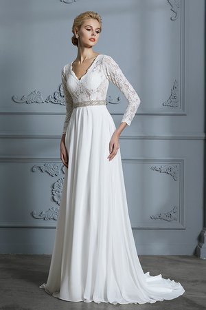Süss Modern Romantisches Sittsames Brautkleid aus Chiffon - Bild 6
