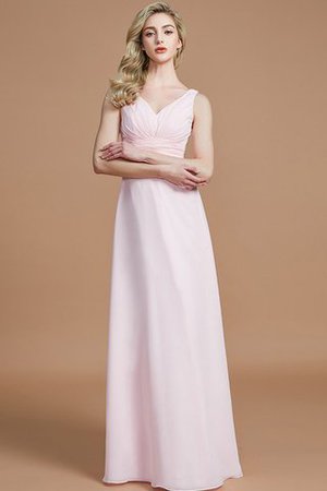 Prinzessin A-Linie Bodenlanges Brautjungfernkleid mit V-Ausschnitt ohne Ärmeln - Bild 6