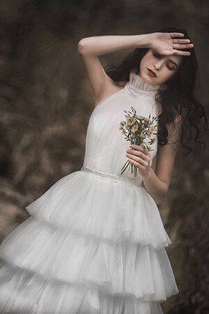 Leuchtenden Reißverschluss Romantisches Wadenlanges Brautkleid mit Schmetterlingsknoten - Bild 2