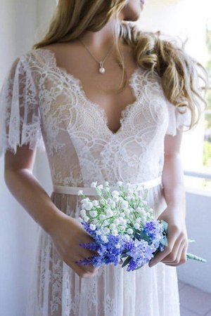 Robe de mariée accrocheur avec bouton v encolure nature romantique - Photo 2