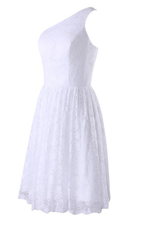 Natürliche Taile A-Line schlichtes mini Brautkleid mit Reißverschluss mit Mitte Rücken - Bild 4