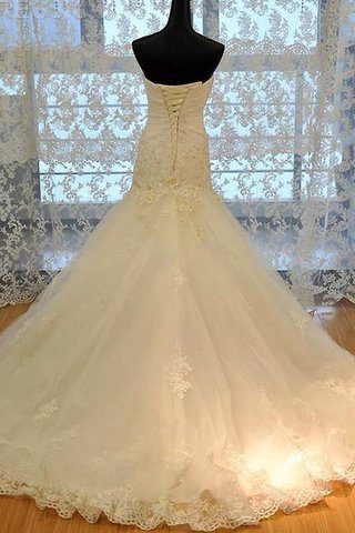 Tüll Satin Reißverschluss Spitze Brautkleid mit Applike mit Bordüre - Bild 2