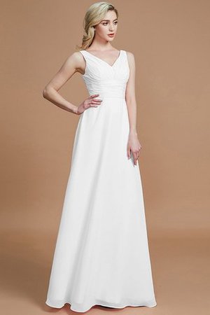 Prinzessin A-Linie Bodenlanges Brautjungfernkleid mit V-Ausschnitt ohne Ärmeln - Bild 34