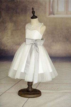 A-Line Duchesse-Linie Ärmelloses knöchellanges Blumenmädchenkleid mit Gürtel mit Bordüre - Bild 1