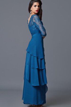A-Line V-Ausschnitt drapiertes langes Abendkleid aus Chiffon mit Schichtungen - Bild 3