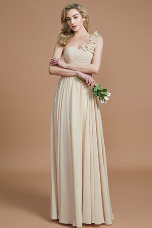 Ärmelloses Natürliche Taile A Linie Bodenlanges Brautjungfernkleid mit Einem Schulter - Bild 3