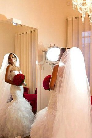 Spitze Organza Ärmelloses romantisches Brautkleid mit Bordüre mit Applike - Bild 3