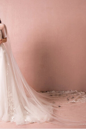 Schlussverkauf Spitze Tüll Brautkleid mit Applike mit Rücken Schnürung - Bild 2