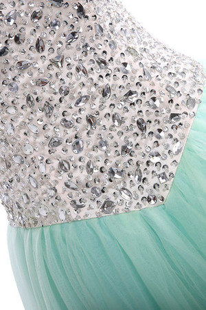 Duchesse-Linie Tüll Strand langes Quinceanera Kleid mit Kristall aus elastischer Satin - Bild 4