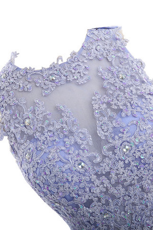 Perlenbesetztes schlichtes extravagantes Modern Netzstoff Abendkleid mit Falte Mieder - Bild 2