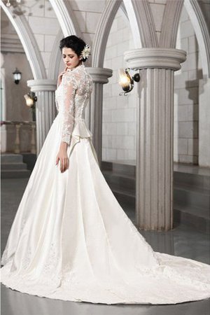Robe de mariée longue avec zip de princesse de col en v en satin - Photo 2