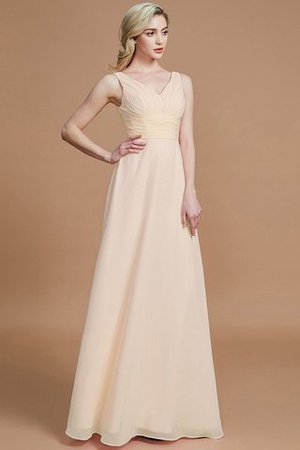 Prinzessin A-Linie Bodenlanges Brautjungfernkleid mit V-Ausschnitt ohne Ärmeln - Bild 11