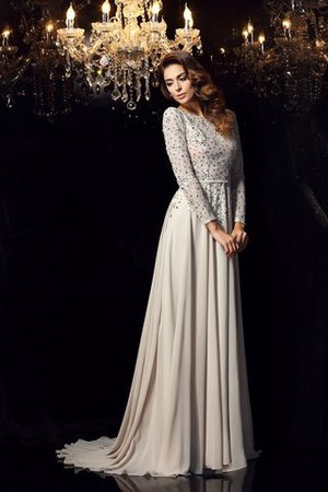 A Linie Perlenbesetztes Rückenfreies Schaufel-Ausschnitt Abendkleid mit Empire Taille - Bild 1