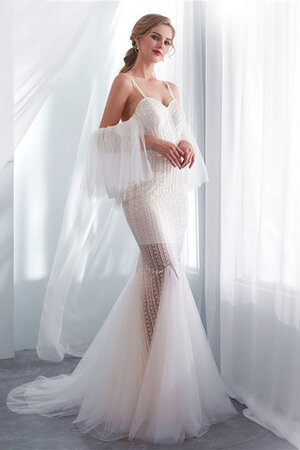 Schön Bodenlanges Modisches Brautkleid mit Herz-Ausschnitt mit Perlen - Bild 4