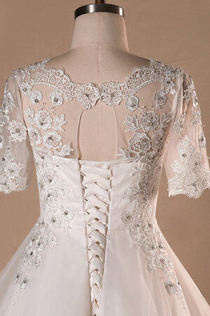 Halbe Ärmeln Spitze Umwerfend Vintage Perlenbesetztes Brautkleid - Bild 8