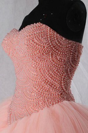 Geschichtes Perlenbesetztes Tüll Organza wadenlanges Quinceanera Kleid mit Rücken Schnürung - Bild 3
