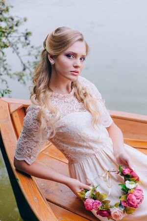 Reißverschluss Juwel Ausschnitt Strand Chiffon einfaches Brautjungfernkleid mit Bordüre - Bild 3