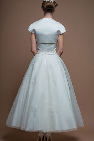 Schaufel-Ausschnitt Vintage A-Line schlichtes Brautkleid mit Gürtel aus Satin - Bild 6