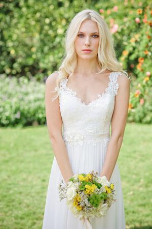 Spitze Perlenbesetztes Chiffon langes Brautkleid mit Bordüre mit Blume - Bild 5
