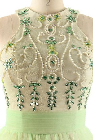Nackenband Tüll Anständiges Bodenlanges Abendkleid mit Perlen - Bild 4
