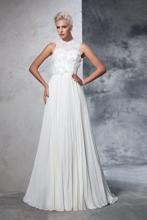 A-Line Hoher Ausschnitt Chiffon Extravagantes Brautkleid ohne Ärmeln - Bild 1