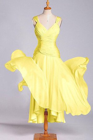 Chiffon A-Line gerüschtes knielanges Brautjungfernkleid mit Reißverschluss - Bild 1